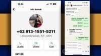 tangkapan layar dan pesan WhatsApp penipuan dari seseorang yang mengaku sebagai Kepala BPN Kota Depok. (Foto: Ist)