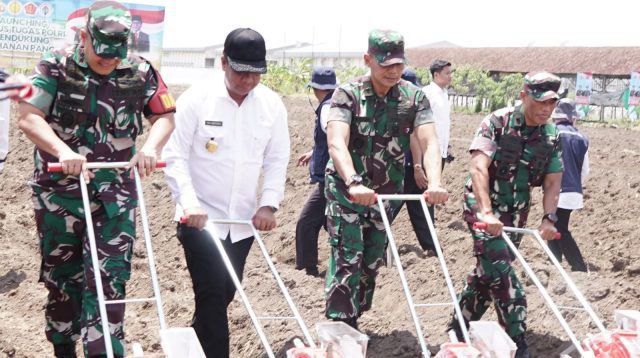 Kapolri Bersama Panglima TNI Tanam Jagung di Sidoarjo